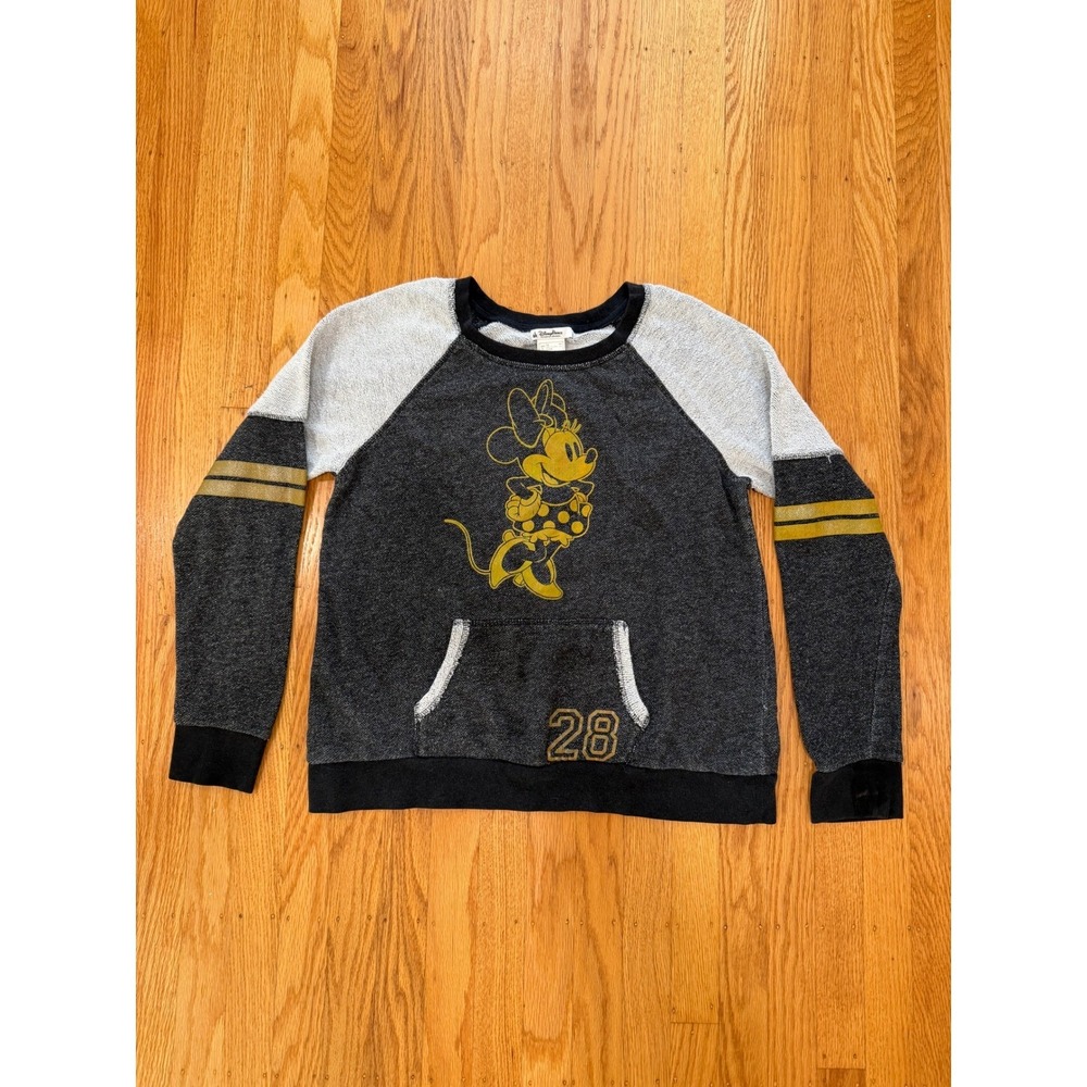 Minnie Mouse Gray Crewneck‎ Sweatshirt Girls Size 28 Disney Pullover